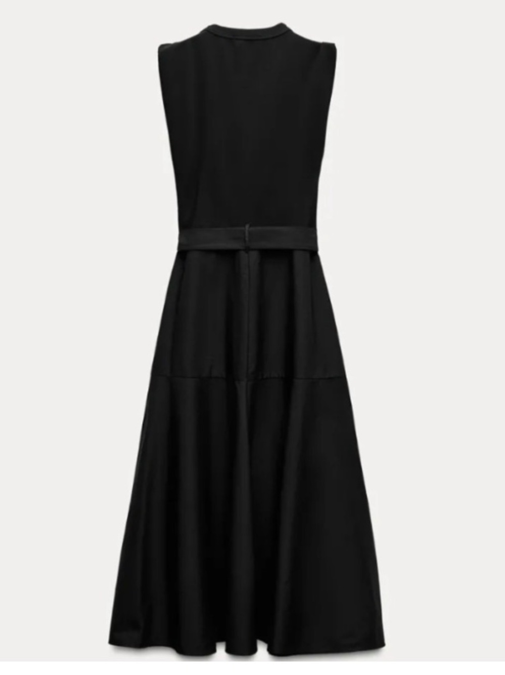New Zara Sleeveless Black Midi Dress with Side Buckle - Picture 5 of 9